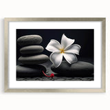 Botanical wall art collection showcasing vibrant tropical flowers in a silver frame with matting, ideal for home decor enthusiasts seeking a touch of nature.