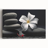 Vibrant tropical botanical flower design on stretched canvas wall art, showcasing lush colors and intricate details, perfect for home decor enhancement.