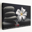 Tropical botanical wall art featuring vibrant flowers on a stretched canvas, showcasing rich colors and intricate details, perfect for home decor.