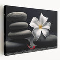 Tropical botanical wall art featuring vibrant flowers on a stretched canvas, showcasing rich colors and intricate details, perfect for home decor.