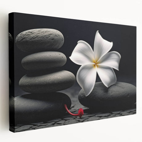 Tropical botanical wall art featuring vibrant flowers on a stretched canvas, showcasing rich colors and intricate details, perfect for home decor.