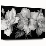 Vibrant botanical wall art collection showcasing tropical flowers in vivid colors, displayed in a sleek acrylic frame to enhance any modern decor.
