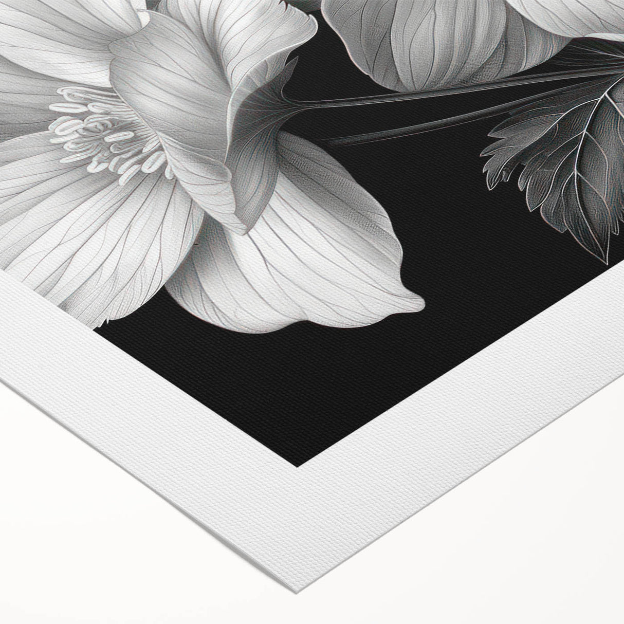 Vibrant tropical flower design on rolled canvas wall art, showcasing intricate botanical details and vivid colors, ideal for enhancing home decor.