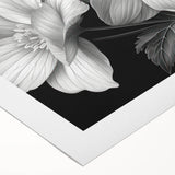 Vibrant tropical flower design on rolled canvas wall art, showcasing intricate botanical details and vivid colors, ideal for enhancing home decor.
