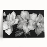 Vibrant tropical flower wall art design on stretched canvas, showcasing vivid colors and intricate botanical details, perfect for home decor enhancement.