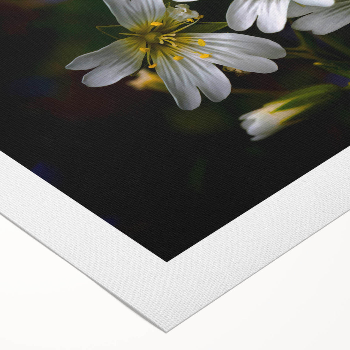 Vibrant tropical botanical wall art design featuring lush green leaves and colorful flowers on rolled canvas, perfect for home decor and nature enthusiasts.