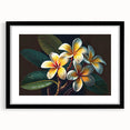 Tropical botanical wall art featuring vibrant flowers in a black frame with a mat, perfect for enhancing modern decor and bringing nature indoors.