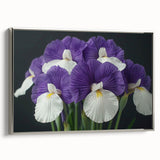 Framed canvas wall art showcasing a vibrant botanical tropical flower design in silver frame, ideal for enhancing modern home decor with a touch of nature.