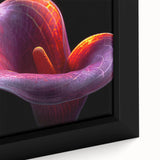 Close-up of a framed botanical tropical flower wall art design showcasing vibrant colors and intricate details, perfect for enhancing home decor and bringing nature indoors.