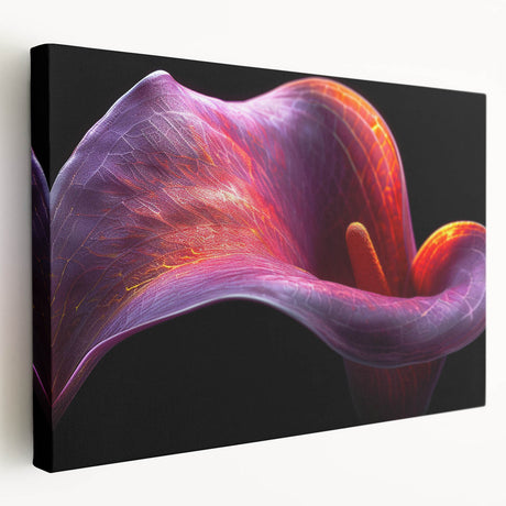 Tropical botanical wall art featuring vibrant flowers on a stretched canvas, showcasing vivid colors and intricate details, perfect for home decor.