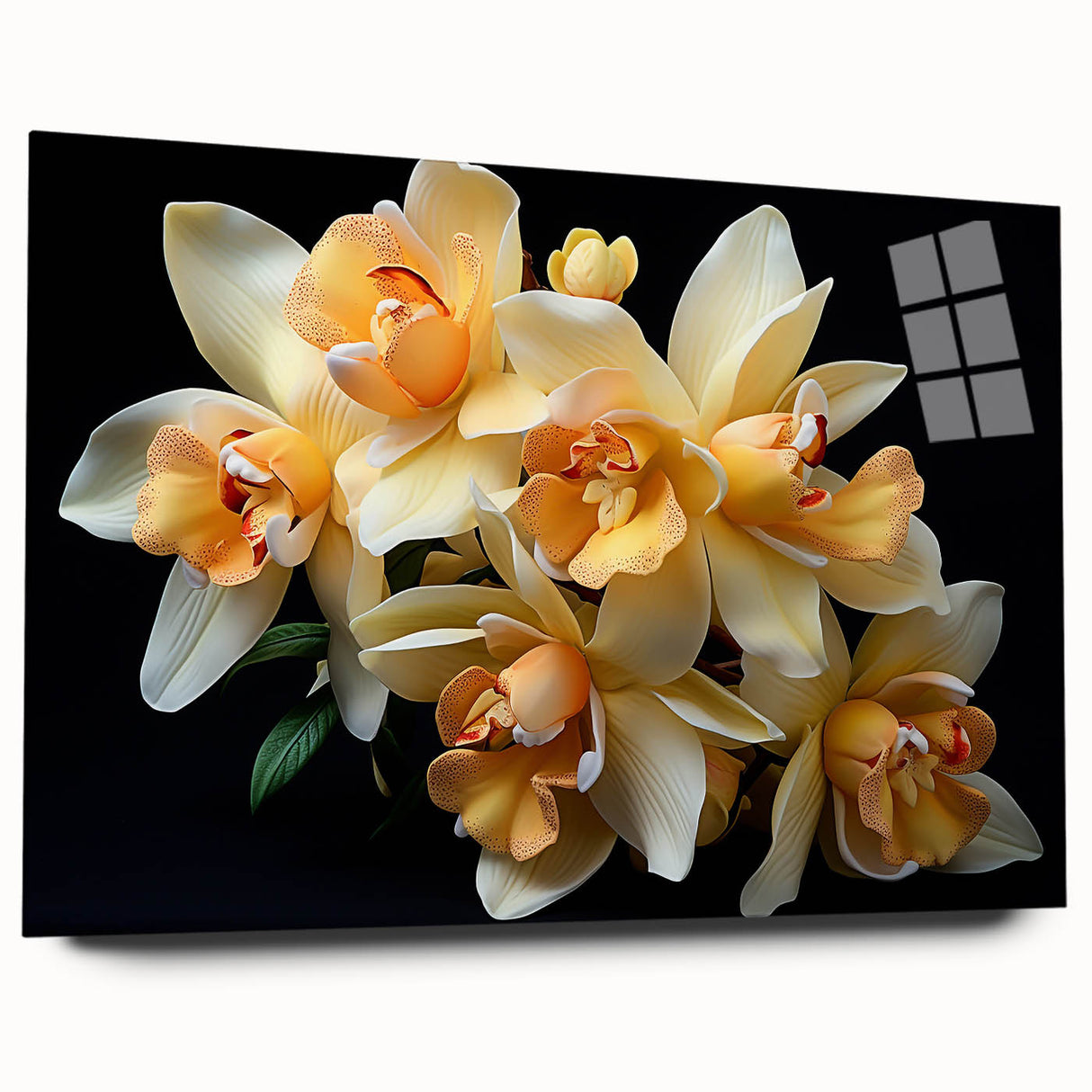 Tropical botanical wall art collection featuring vibrant acrylic and glass designs, highlighting colorful flowers and lush greenery, ideal for home decor.