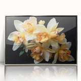 Framed wall art showcasing a vibrant botanical tropical flower design in silver acrylic, perfect for enhancing modern home decor with a touch of nature.