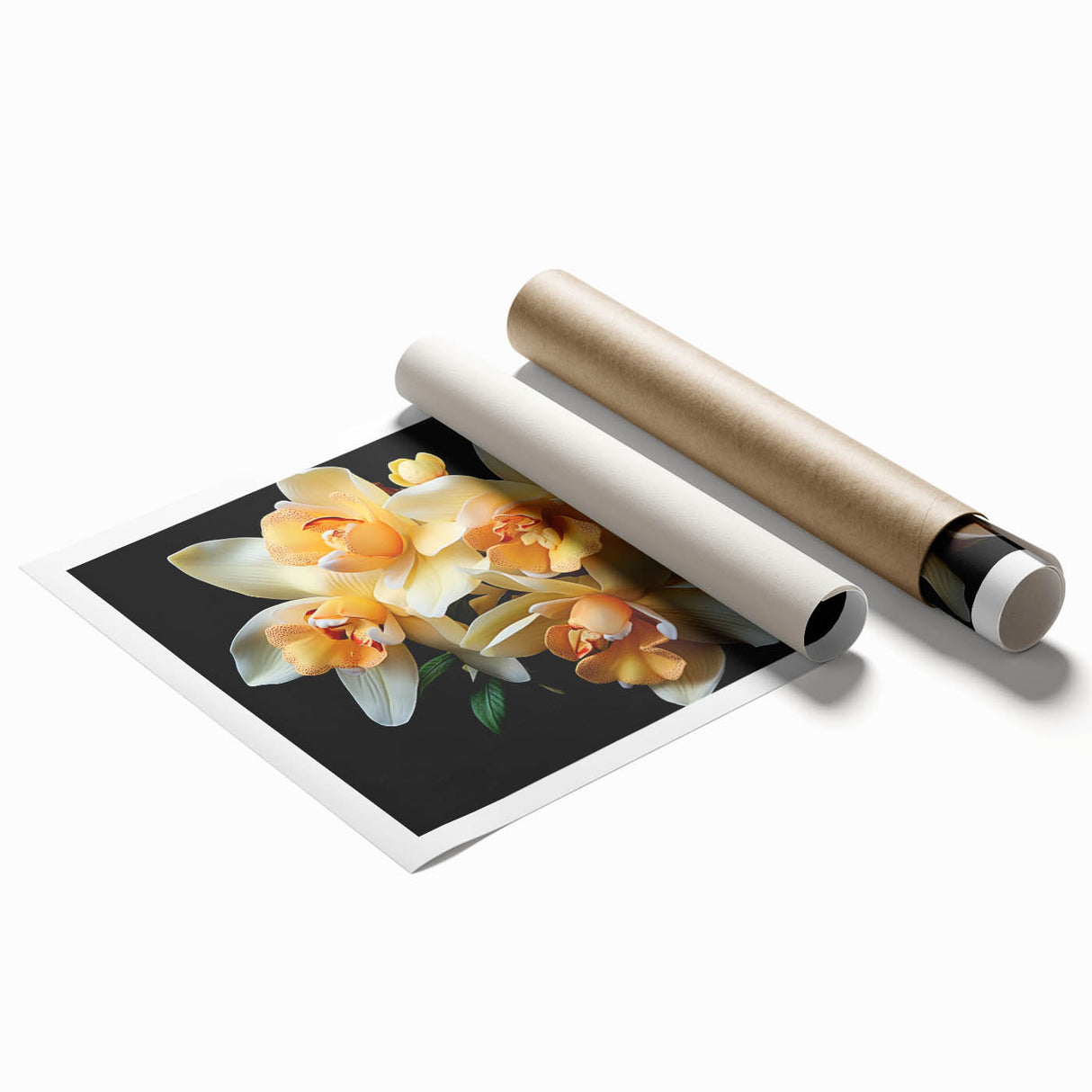 Tropical floral wall art print showcasing vibrant botanical designs in vivid colors, rolled and ready for framing, ideal for home decor enthusiasts.