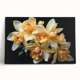 Vibrant tropical floral wall art design on stretched canvas, showcasing vivid colors and intricate botanical details, perfect for home decor enhancement.