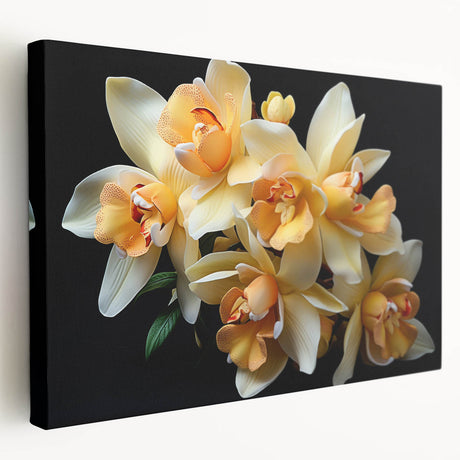 Tropical botanical wall art featuring vibrant flowers on a stretched canvas, showcasing rich colors and intricate designs, ideal for home décor enhancement.