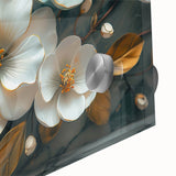 Vibrant close-up of a tropical botanical flower wall art design featuring bold colors and intricate details, perfect for adding a pop of nature-inspired decor to any space.