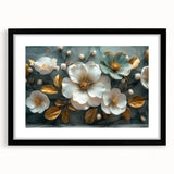 Black-framed botanical wall art showcasing vibrant tropical flowers, designed to enhance home decor with a modern aesthetic, perfect for nature lovers.