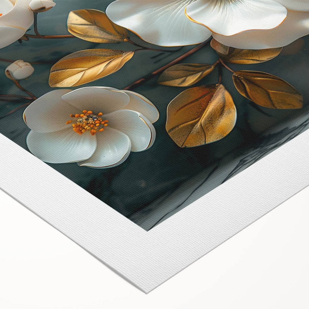 Vibrant tropical flower wall art design on rolled canvas, showcasing intricate botanical details and rich colors, perfect for home decor and nature enthusiasts.