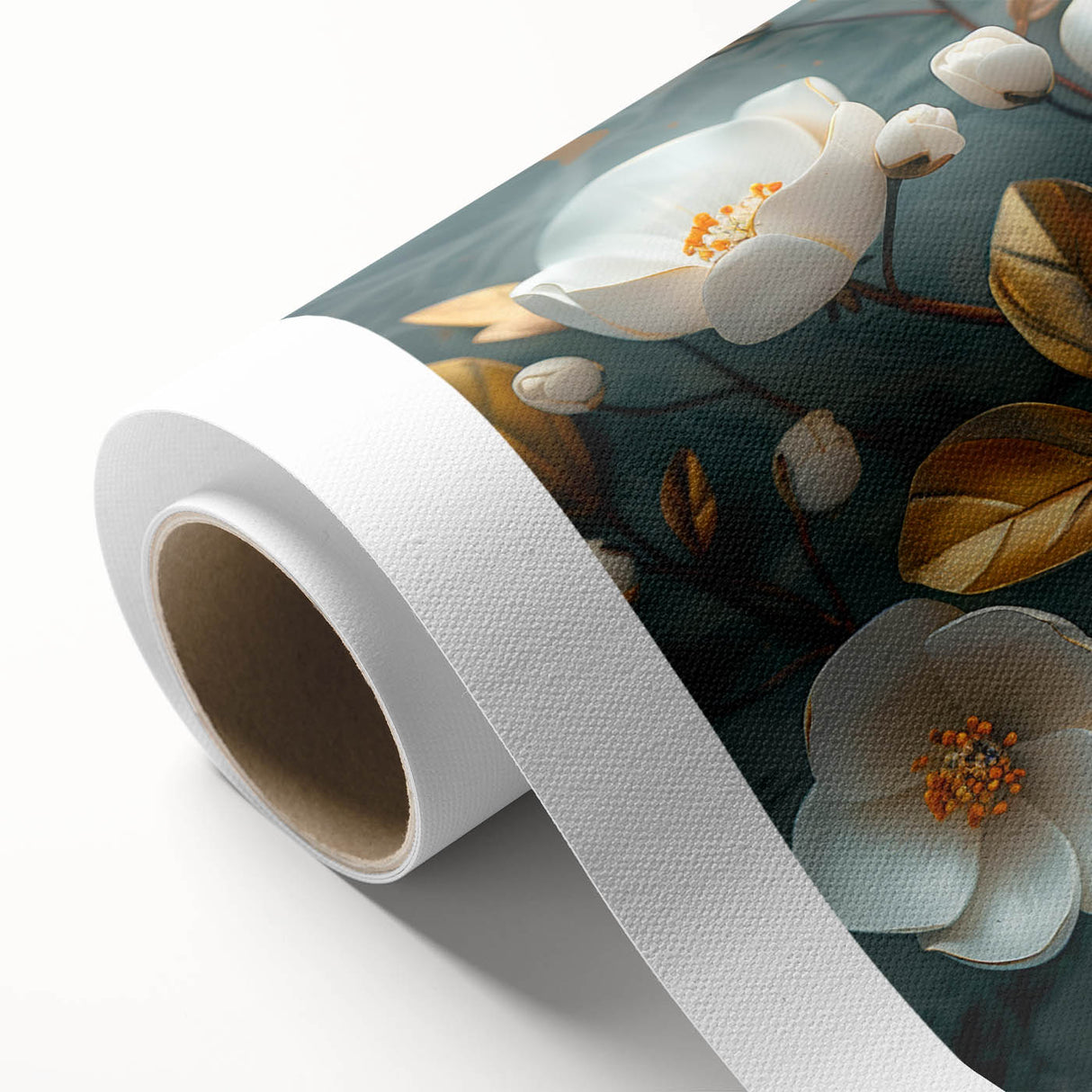 Vibrant tropical floral wall art design on rolled canvas, showcasing bold colors and intricate botanical details, ideal for home decor enthusiasts.