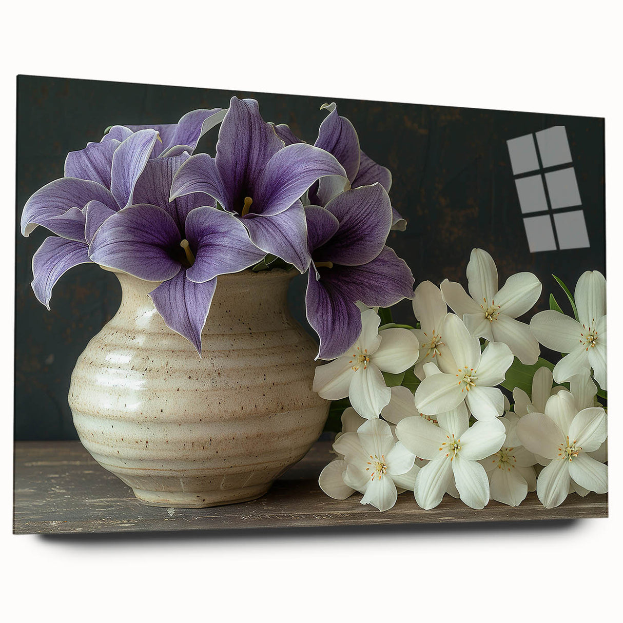 Acrylic wall art featuring a vibrant tropical flower design, showcasing bold colors and intricate details, perfect for home decor or botanical enthusiasts.