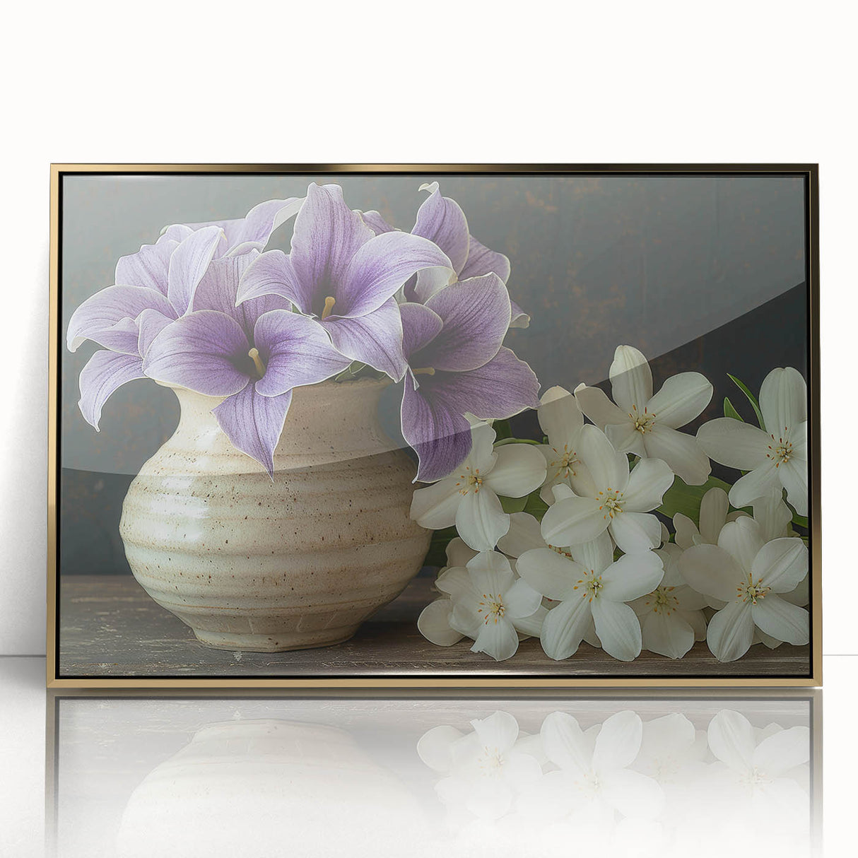 Framed botanical wall art featuring a vibrant tropical flower design with gold accents, perfect for enhancing modern home decor. Ideal for nature lovers and art enthusiasts.