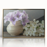 Framed botanical wall art featuring a vibrant tropical flower design with gold accents, perfect for enhancing modern home decor. Ideal for nature lovers and art enthusiasts.