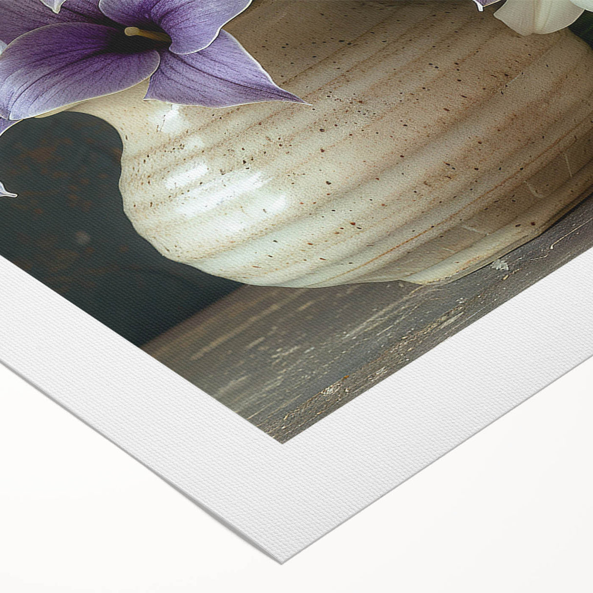 Tropical botanical wall art design featuring vibrant flowers in rich hues, printed on rolled canvas, perfect for brightening any room or gallery space.