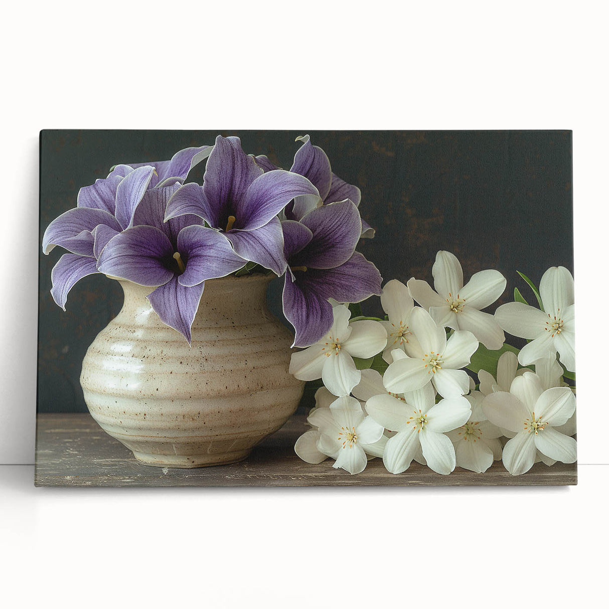 Tropical floral wall art design featuring vibrant colors and intricate botanical patterns on stretched canvas, perfect for enhancing home decor with a touch of nature.