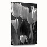 Botanical wall art design featuring vibrant tulips in a stylish acrylic glass frame, showcasing a side view that highlights its elegant colors and intricate details. Perfect for adding a touch of floral beauty to any decor.