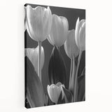 Stretched canvas wall art showcasing a vibrant botanical tulip design, featuring rich colors and intricate details, perfect for home decor enhancement.