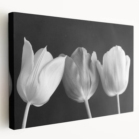 Vibrant botanical wall art featuring a detailed tulip design on stretched canvas, showcasing rich colors and textures ideal for home decor.