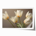 Botanical tulip wall art design printed on high-quality rolled canvas, showcasing vibrant colors and intricate floral details, perfect for home decor enhancement.
