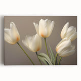 Stretched canvas wall art showcasing a vibrant botanical tulip design with rich colors and fine details, perfect for enhancing home decor in any room.