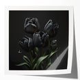 Vibrant botanical wall art print showcasing a detailed tulip design in shades of pink and green, rolled and ready for framing or display. Perfect for floral decor enthusiasts.