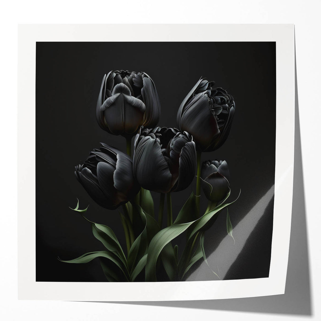 Vibrant botanical wall art print showcasing a detailed tulip design in shades of pink and green, rolled and ready for framing or display. Perfect for floral decor enthusiasts.