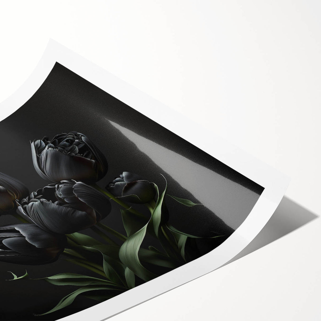 Colorful botanical wall art print featuring a vibrant tulip design, rolled and ready for framing, showcasing intricate details and a soft, artistic aesthetic.