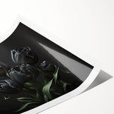 Colorful botanical wall art print featuring a vibrant tulip design, rolled and ready for framing, showcasing intricate details and a soft, artistic aesthetic.