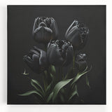 Stretched canvas wall art featuring a botanical tulip design in vibrant colors, showcasing delicate floral details against a soft backdrop, perfect for home decor.