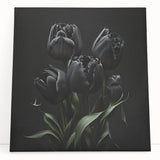 Stretched canvas wall art featuring a vibrant botanical tulip design, showcasing rich colors and intricate floral details, perfect for home decor or gifting.