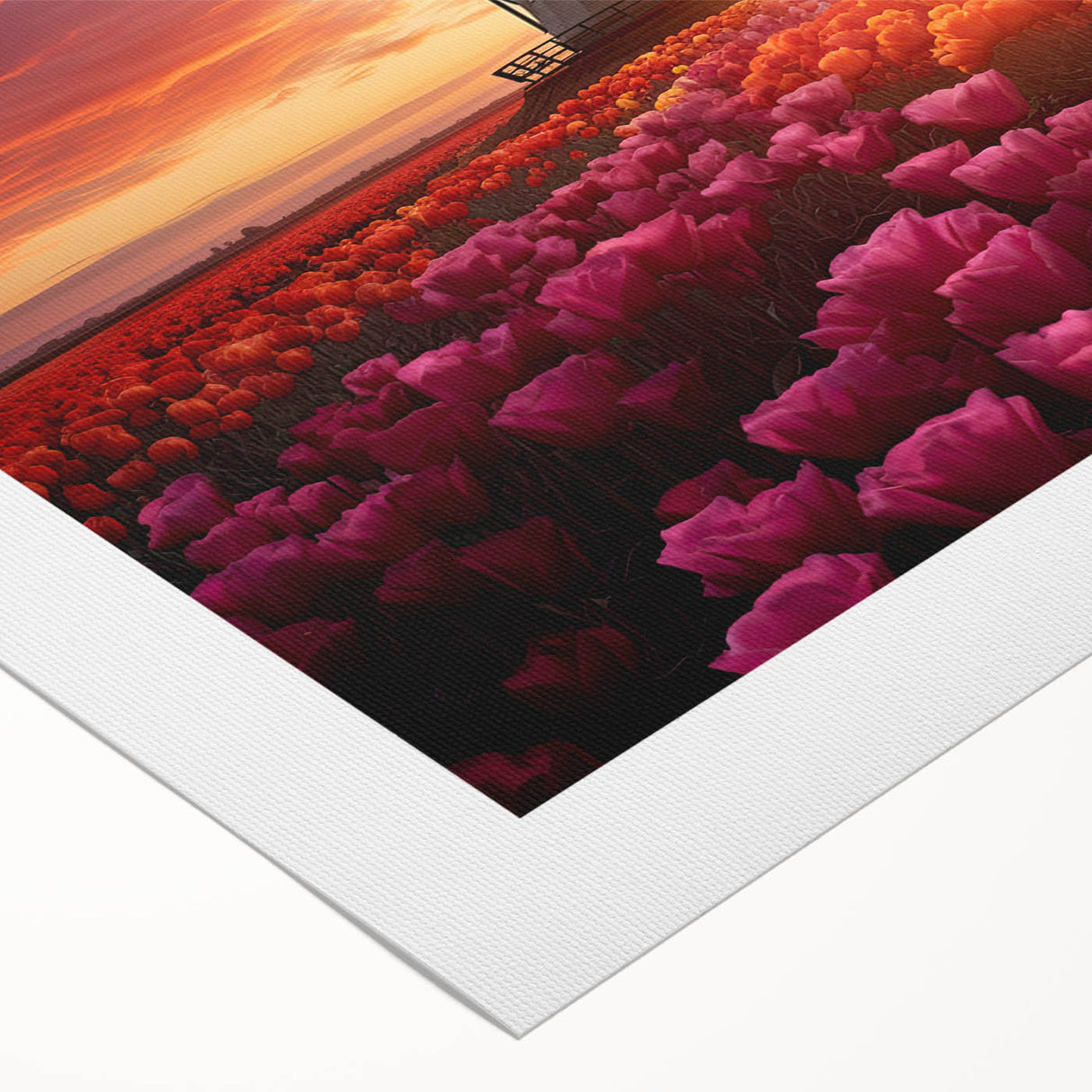 Botanical wall art featuring a vibrant tulip design on rolled canvas, showcasing rich colors and intricate details, perfect for home decor or gifting.