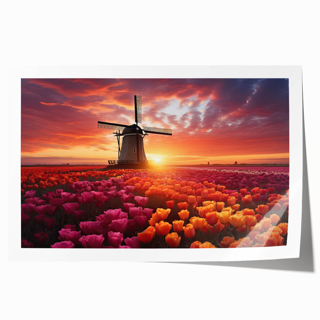 Vibrant botanical wall art print showcasing a delicate tulip design, featuring rich colors and intricate details, perfect for home decor or floral-themed spaces.