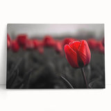 Botanical wall art featuring a vibrant tulip design on stretched canvas, showcasing vivid colors and intricate floral details, perfect for home decor.