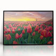Framed botanical wall art featuring a vibrant tulip design in black acrylic, showcasing detailed floral elements, ideal for modern home decor.