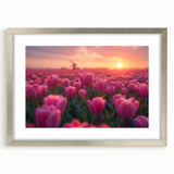 Botanical wall art showcasing a vibrant tulip design in a sleek silver frame with a mat, perfect for enhancing home decor with elegance and color.