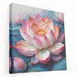 Botanical wall art featuring a vibrant water lily design on stretched canvas, showcasing rich colors and intricate details, perfect for home decor.