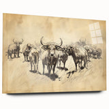 Cow Herd Illustration Art Print – Nature-Inspired Farm Animal Decor