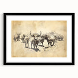 Cow Herd Illustration Art Print – Nature-Inspired Farm Animal Decor