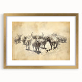 Cow Herd Illustration Art Print – Nature-Inspired Farm Animal Decor