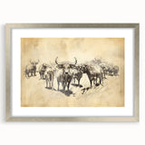 Cow Herd Illustration Art Print – Nature-Inspired Farm Animal Decor