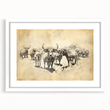 Cow Herd Illustration Art Print – Nature-Inspired Farm Animal Decor